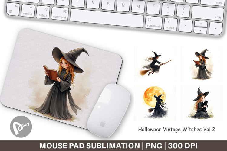 Halloween Vintage Witches Mouse Pad
