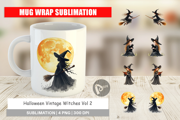 Halloween Vintage Witches Mug Wrap