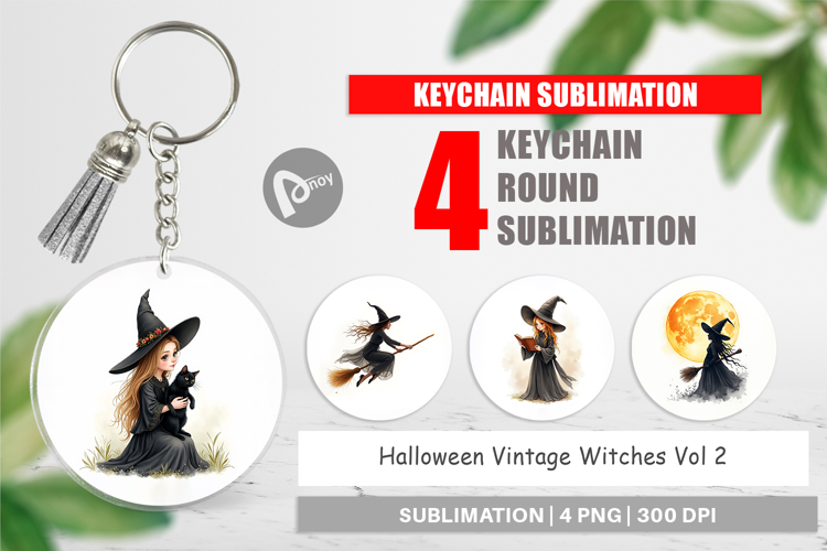 Halloween Vintage Witches Keychain