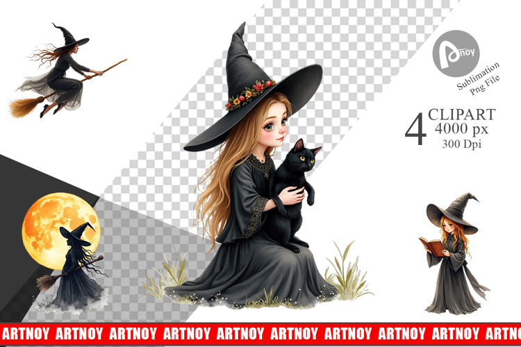 Halloween Vintage Witches Clipart