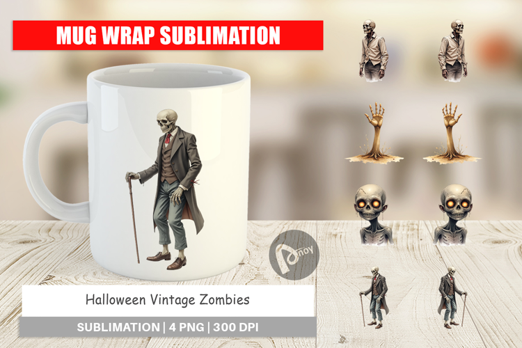 Halloween Vintage Zombies Mug Wrap