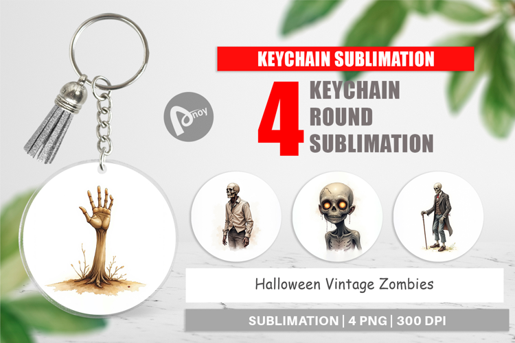 Halloween Vintage Zombies Keychain