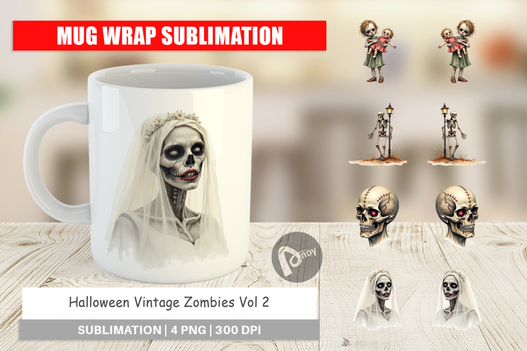 Halloween Vintage Zombies Mug Wrap