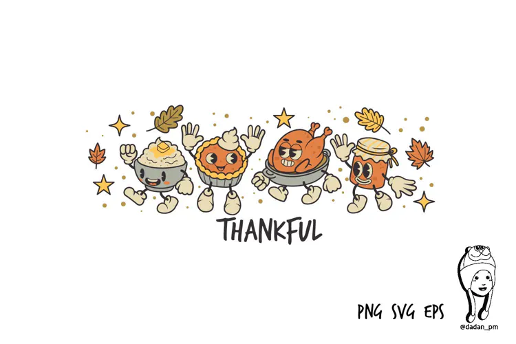 Vintage character fall cute food thanksgiving
