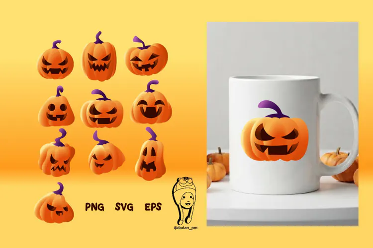 Cute Halloween Pumpkin Clipart and Sublimation