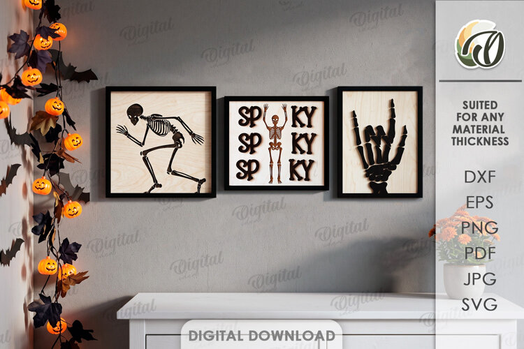 Halloween Wall Signs Laser Cut. Halloween Wall Decor SVG example image 1