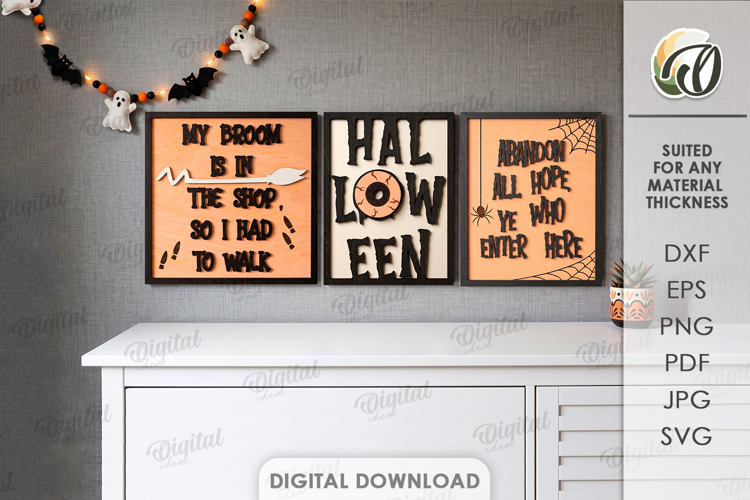 Halloween Wall Signs Laser Cut. Halloween Wall Decor SVG
