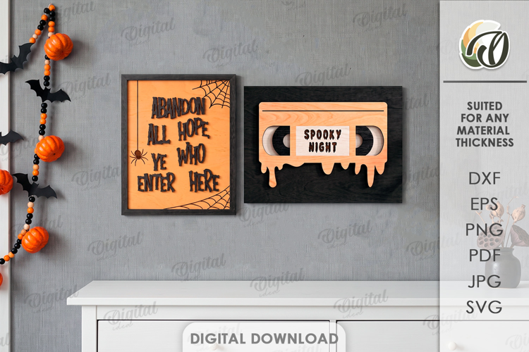 Halloween Wall Signs Laser Cut. Halloween Wall Decor SVG