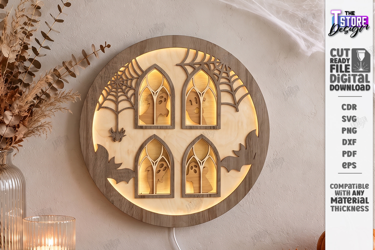 3D Halloween Layered Laser Cut | Haunted House | Night Light