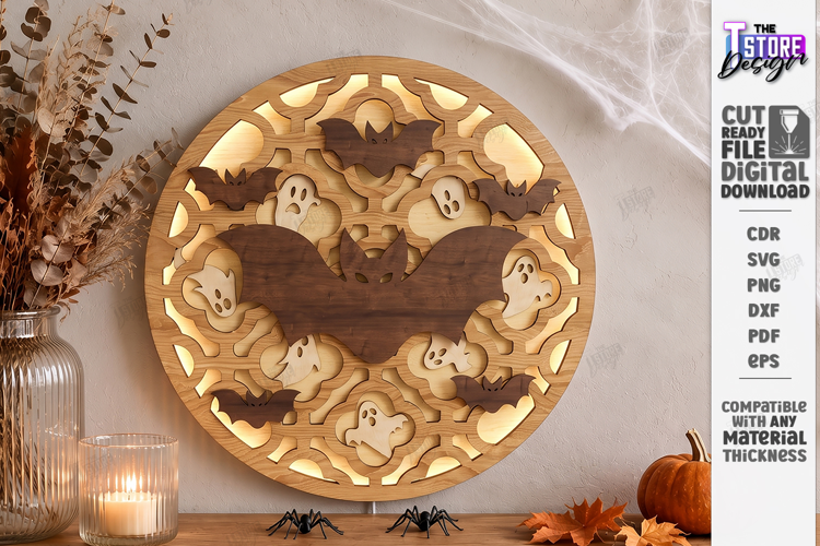 3D Halloween Layered Laser Cut | Haunted House | Night Light
