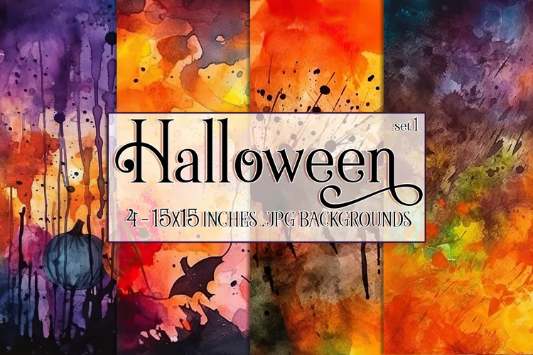 Halloween Backgrounds, 15x15 Halloween Watercolor Papers, s1