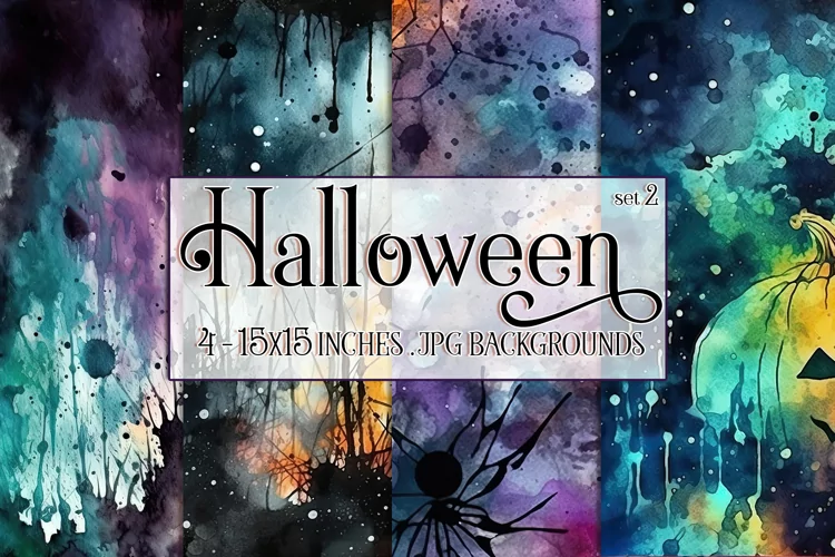 Halloween Backgrounds, 15x15 Halloween Watercolor Papers, s2