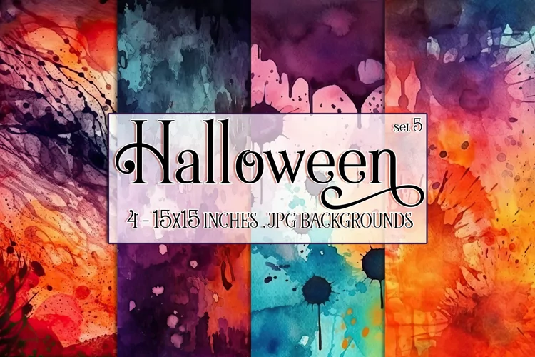 Halloween Backgrounds, 15x15 Halloween Watercolor Papers, s5