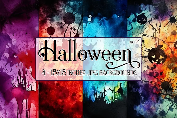 Halloween Backgrounds, 15x15 Halloween Watercolor Papers, s7