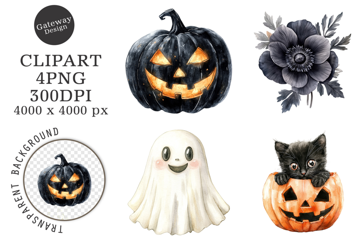 Halloween Watercolor Clipart