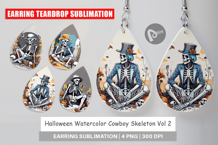 Earring Teardrop Cowboy Skeleton
