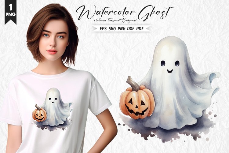 Watercolor Ghost Clipart PNG Design