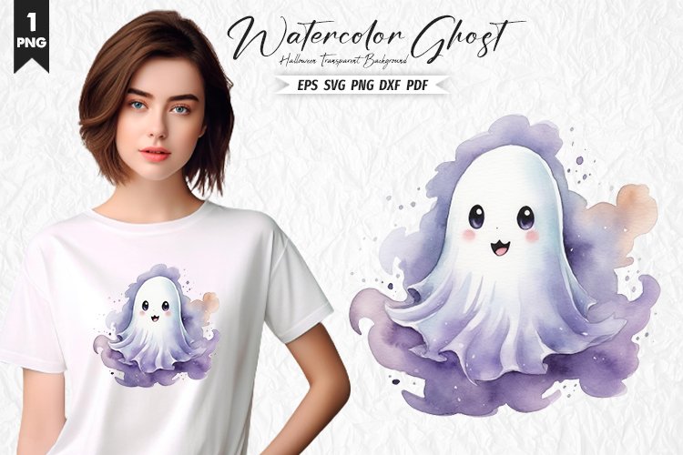Halloween Watercolor Ghost Clipart PNG Design