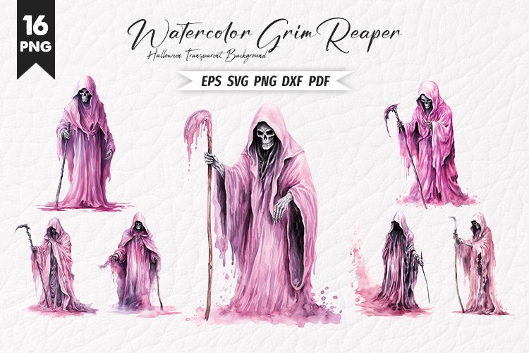 Halloween Watercolor Grim Reaper Sublimation Clipart Bundle