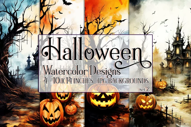 Halloween Background, 10x14 Watercolor Halloween Backgrounds