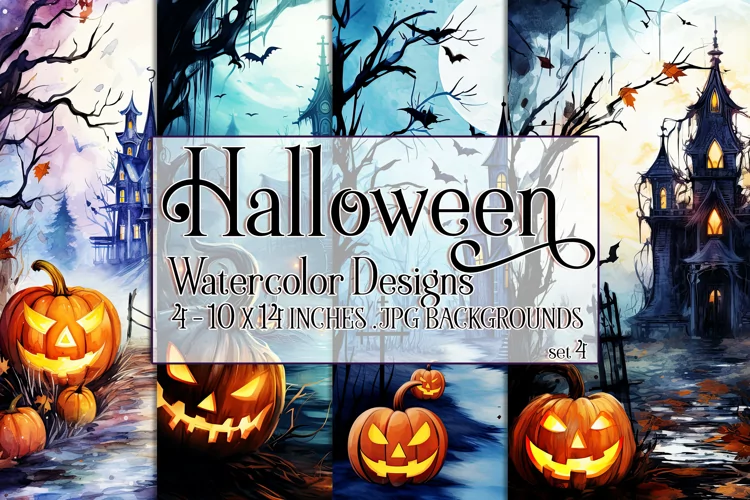 Halloween Background, 10x14 Watercolor Halloween Backgrounds