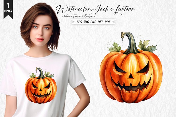 Halloween Watercolor Jack o Lantern Clipart Design