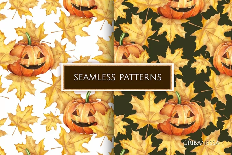 Halloween watercolor patterns | Pumpkins digital paper