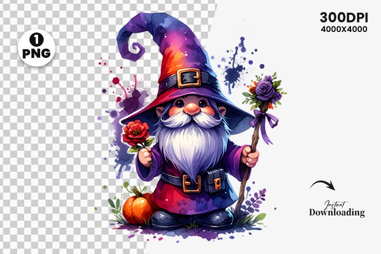 Halloween Gnome Clipart, Halloween Sublimation, Gnome Witch