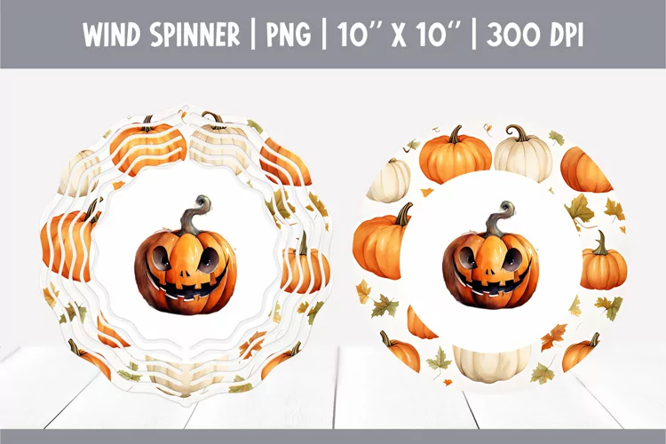 Halloween Watercolor Wind Spinner Sublimation | Pumpkin