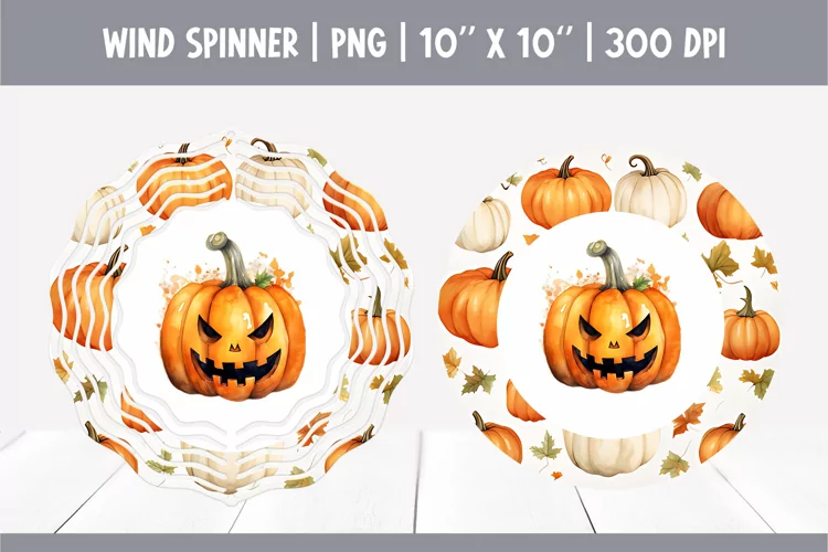 Halloween Watercolor Wind Spinner Sublimation | Pumpkin