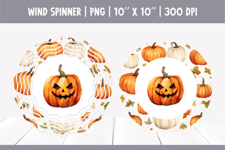 Halloween Watercolor Wind Spinner Sublimation | Pumpkin