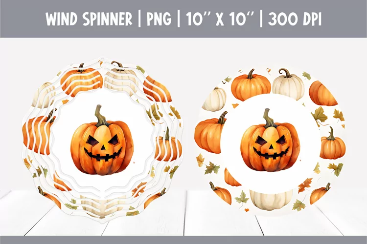 Halloween Watercolor Wind Spinner Sublimation | Pumpkin
