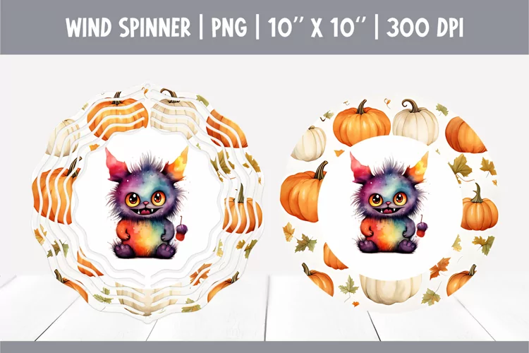 Halloween Watercolor Wind Spinner Sublimation | Cute Monster