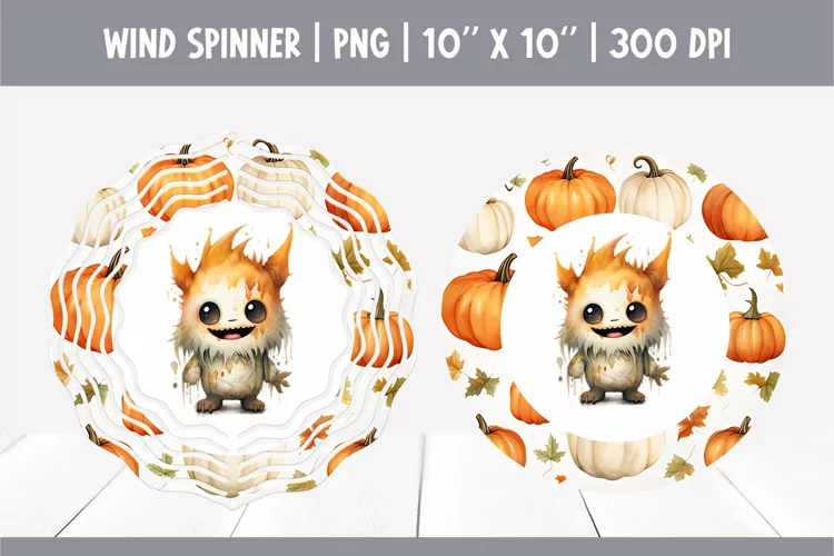 Halloween Watercolor Wind Spinner Sublimation | Cute Monster