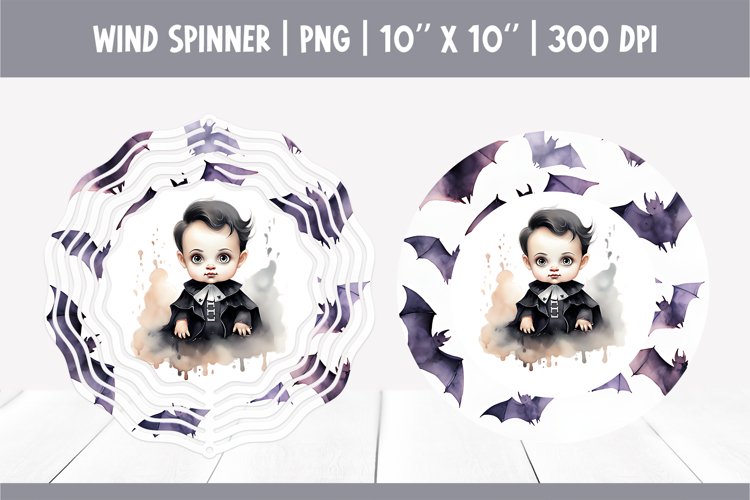 Halloween Watercolor Wind Spinner Sublimation | Cute Vampire example image 1