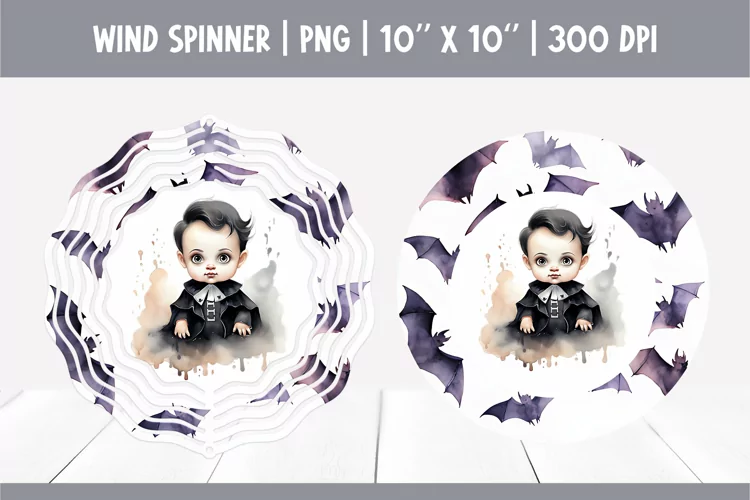 Halloween Watercolor Wind Spinner Sublimation | Cute Vampire