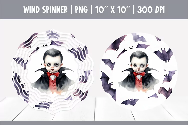 Halloween Watercolor Wind Spinner Sublimation | Cute Vampire