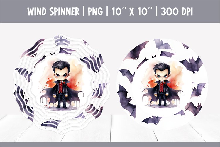 Halloween Watercolor Wind Spinner Sublimation | Cute Vampire example image 1