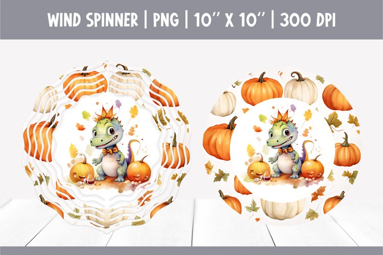 Halloween Watercolor Wind Spinner Sublimation Cute Dinosaur