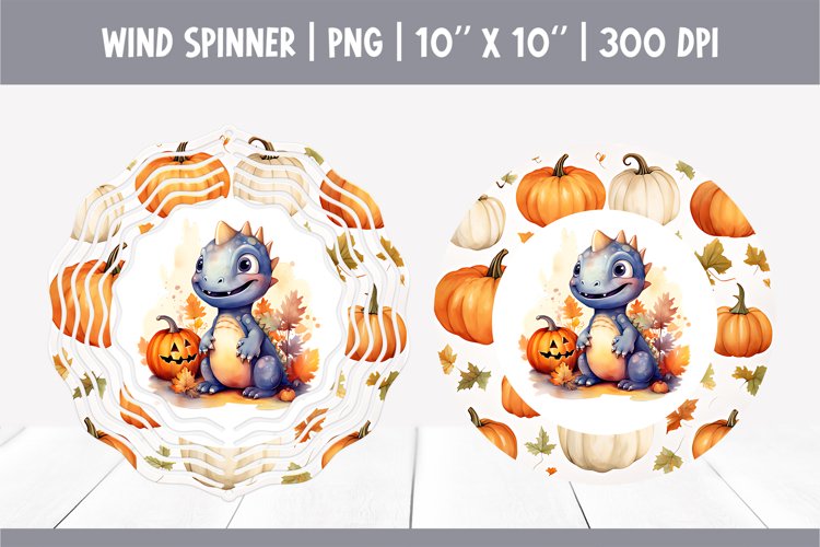 Halloween Watercolor Wind Spinner Sublimation Cute Dinosaur