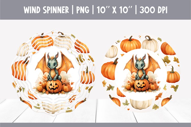 Halloween Watercolor Wind Spinner Sublimation Cute dragon