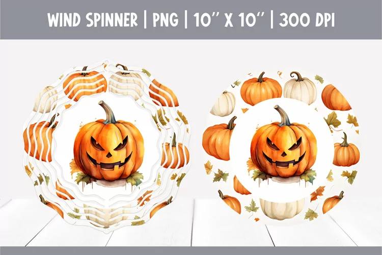 Halloween Watercolor Wind Spinner Sublimation | Pumpkin