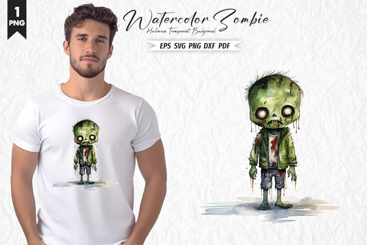 Watercolor zombie png clipart