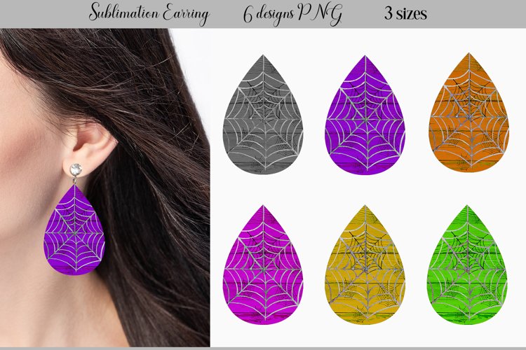 Halloween Teardrop Earrings | Web Earrings Sublimation example image 1