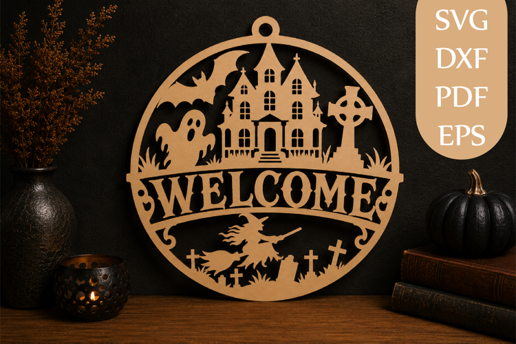Halloween Welcome Door Hanger SVG