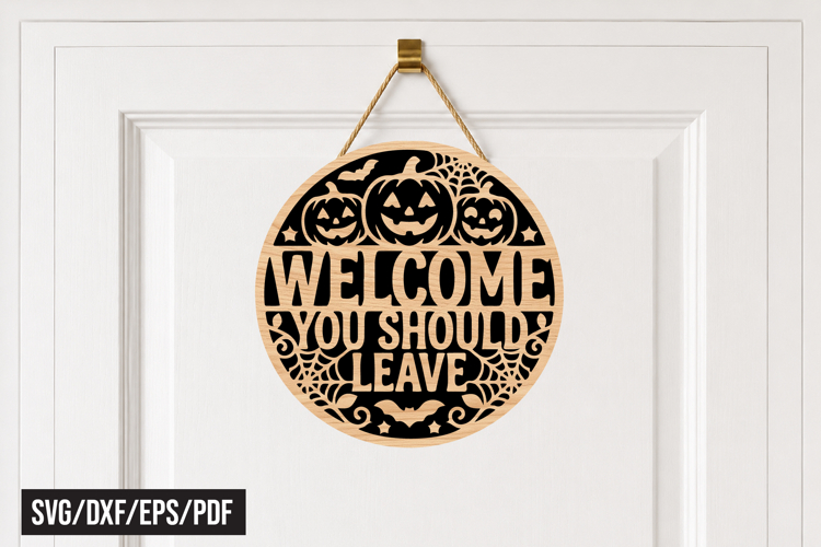 Halloween Welcome Sign Laser Cut SVG