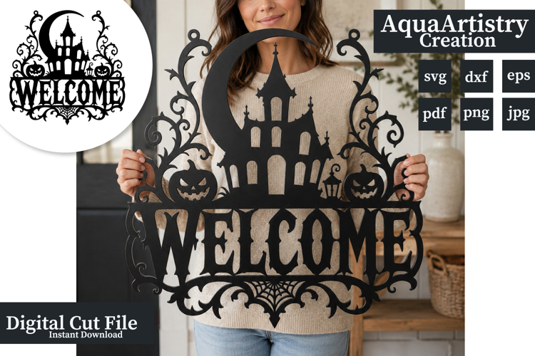 Halloween Haunted House Welcome Door Sign