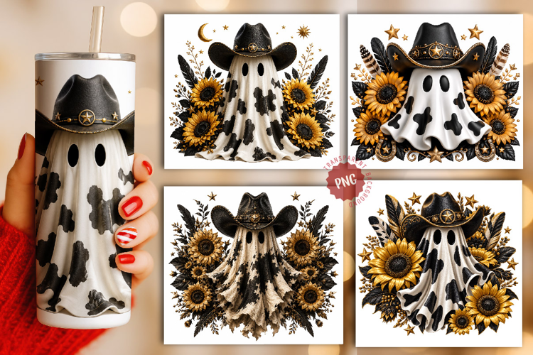 Halloween Western Spooky Tumbler Wrap, Cowboy Ghost Tumbler