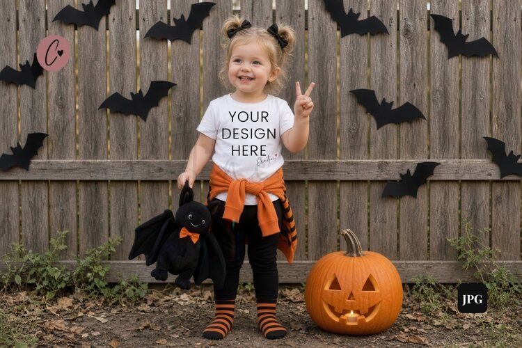 Halloween Kids White Shirt Mockup example image 1