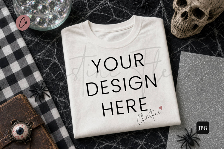 Gothic Halloween White Shirt Mockup